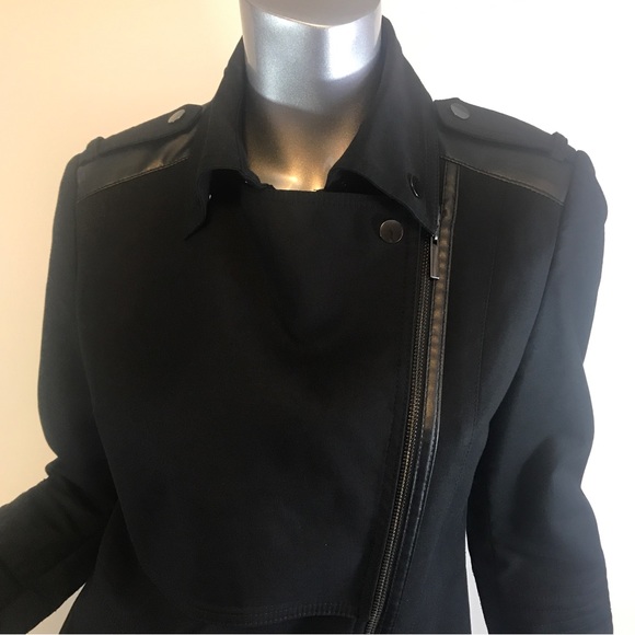 Promod Black Trench Style Long Jacket US 8 Medium - Picture 13 of 16